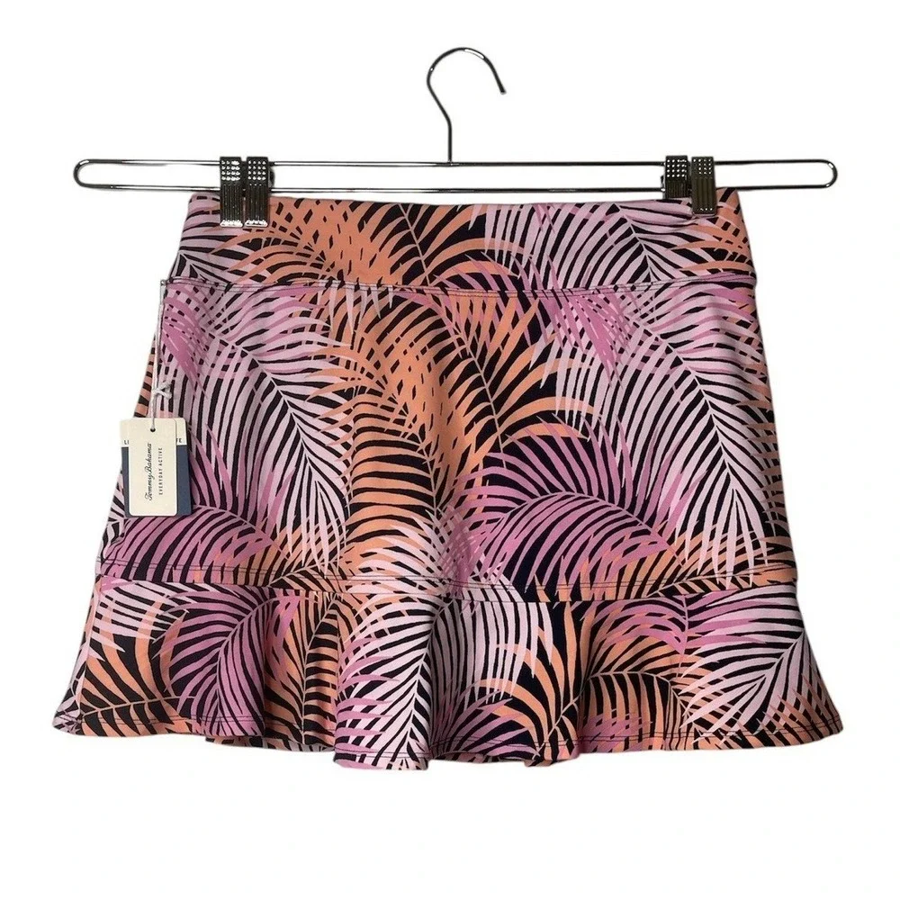 Tommy Bahama Skort Activewear Ruffle Hem‎ Tropical Palm Leaves Skirt Print Large - Picture 2 of 7